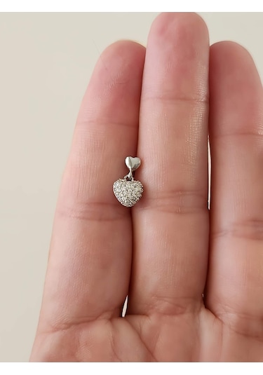 Eva Takı Store Kalp Bombeli Sallantılı Model Kıkırdak Tragus Helix Piercing Gümüş Renk Küpe Gümüş