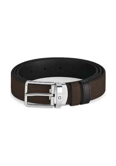 Montblanc Everyday Kahverengi - Siyah 30 Mm Çift Taraflı Deri Kem
