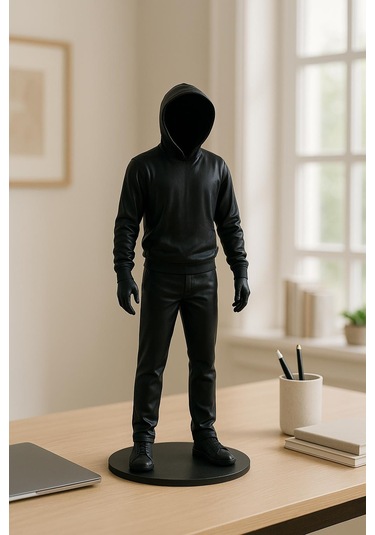 Cajuart Büyük Boy Siyah Holigan Kapüşonlu Gölge Adam Biblo Dekor 1 Adet