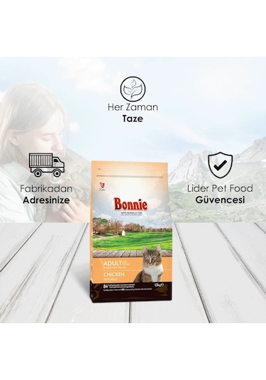 Bonnie Tavuklu Yetişkin Kedi Maması 1500 G