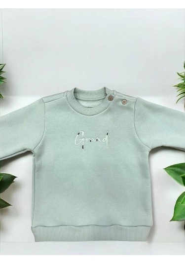 Divonette Kız Bebek Şardonlu Grand Yazılı Sweatshirt-15095 Mint