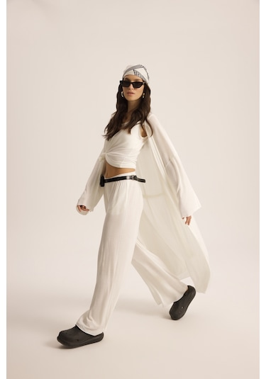 Mai Studios Co. Raina Ekru Kimono Basic Üçlü Takım Ekru