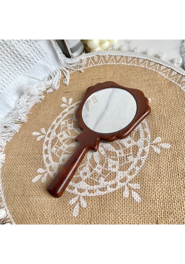 Suntek El Düzenlenen Ayna Vintage El Aynası Saplı, Ahşap