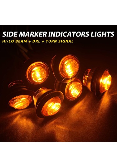 3/4" Yuvarlak Led Ön Arka Yan İşaret Işıkları Su Geçirmez Kurşun Geçirmez İşaret Işıkları 12v Araba Kamyon İçin Kehribar Kırmızı