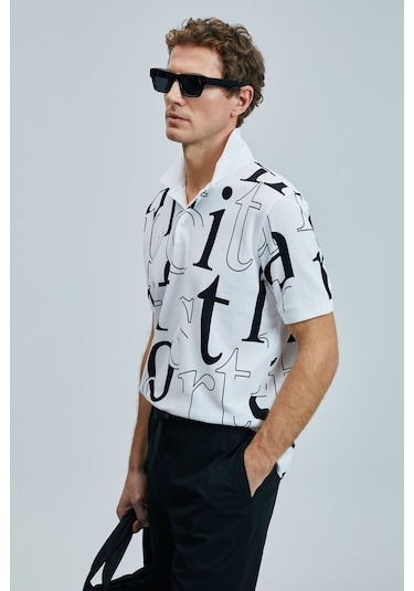 Lufian Erkek Dıamond Smart Polo T-shirt 111040219 Beyaz Beyaz