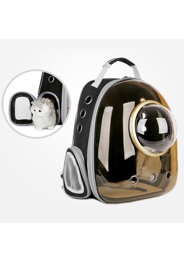 Uzay Kapsülü Pet Çanta Panoramik Şeffaf Kedi Dışarı Çıkmak Kapaklı Taşınabilir Nefes Alabilir Sırt Çantası Pembe