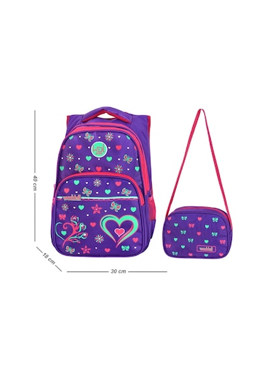 Waddell Çanta Mor Kalpli İlkokul Çantası - Waddell Bag Kız Okul S