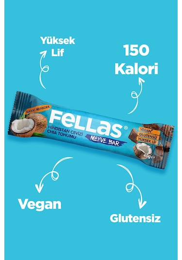 Fellas Meyve Bar - Chia ve Hindistan Cevizi 12 x 40 G