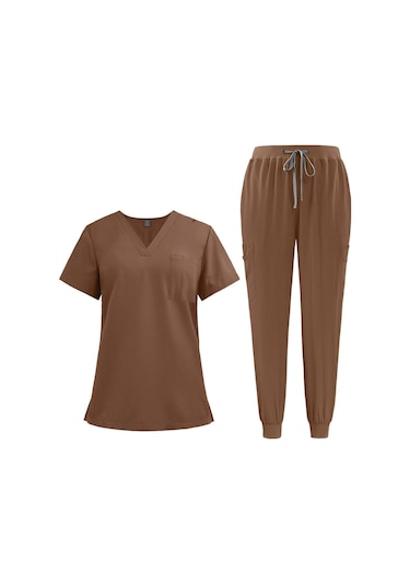 Suntek Hemşirelik Ovalama Seti V Yaka Hemşire Xxl-kahverengi