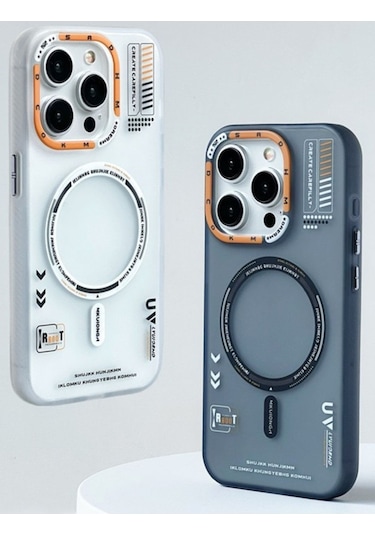 Apple Uyumlu iPhone Akfa 14 Pro Max Vector Serisi Magsafe Premium Telefon Kılıfı Beyaz