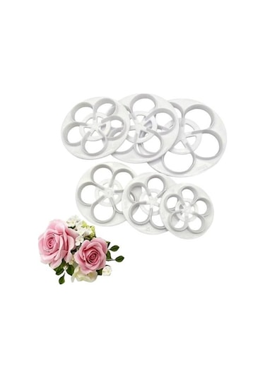 Şeker Hamuru Kalıbı Gül Yaprağı 6 Lı Beyaz