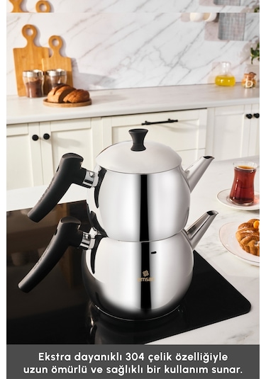 Emsan Alim Çaydanlık Takımı Large Gümüş