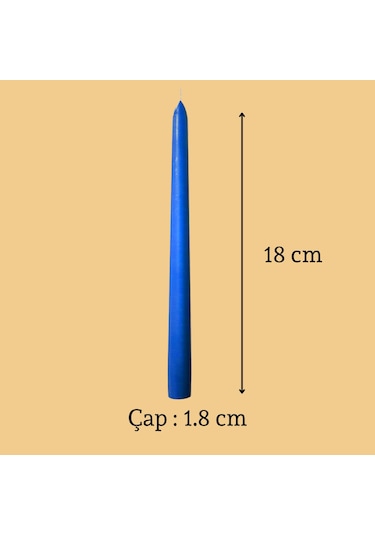 6 Lı Kısa Mavi Konik Şamdan Mum Yükseklik 18 Cm Mavi