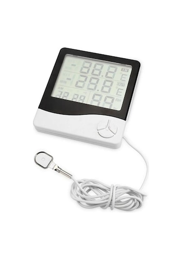 Techmaster 2 Dijital Termometre Alarm Saat Dış Sıcaklık Ölçer Nem Ölçer