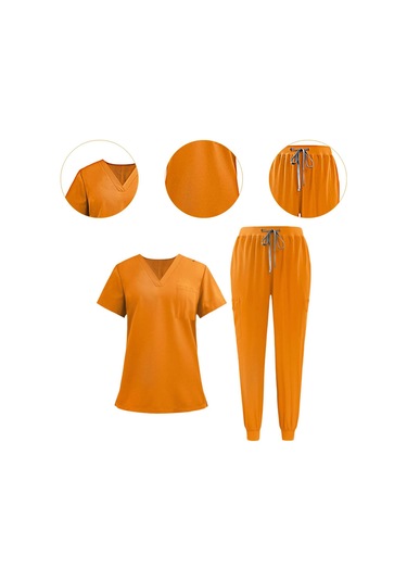 Suntek Kadın Fırçalama Üniforma Seti V Yaka Ve Jogger Sarı-l