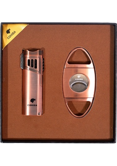 Cohiba Çakmak Kesici İkili Bronz Puro Seti