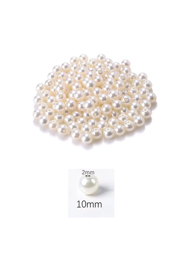 1.000 Gram 1 Kg. 10mm Krem Renk Plastik İnci Boncuk Çanta Ve Ta