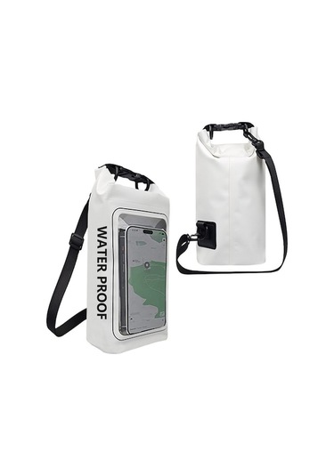 2'si 1 Arada Açık Hava Bisiklet Çantası Çapraz Telefon Çantası Pvc Yüzme Ipx6 Su Geçirmez Çanta, Boyut: 5l Beyaz Beyaz Beyaz