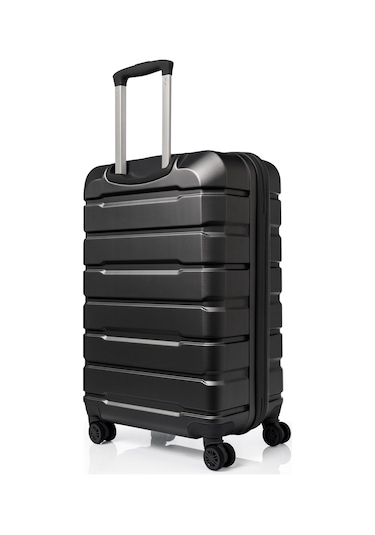 Unisex 4 Tekerli Kilitli Orta Boy Valiz Bavul Siyah