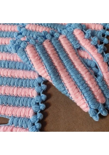 Uretti - Emine 9106 - 0854 El Örgüsü Çift Renkli 2 Li Banyo Lifleri - Pembe / Mavi