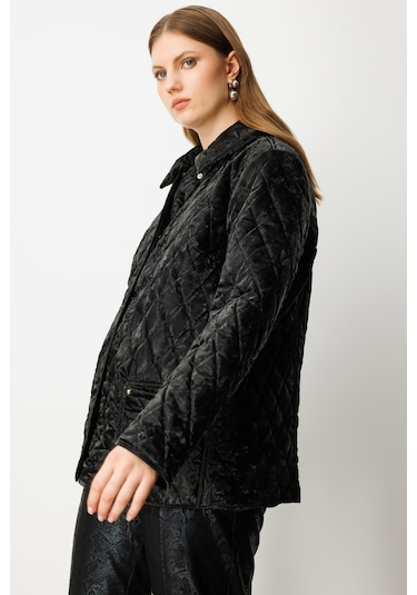 Ekol Kadın Büyük Beden Torba Cepli Kapitone Mont 6803 Siyah Siyah