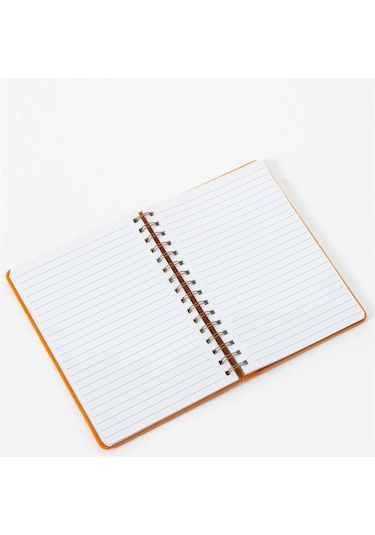 Sevimli Balon Balığı Nakışlı Turuncu Kumaş Kapak Magnet Ayraçlı Spiralli A5 Defter