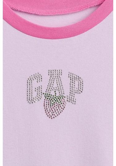 Gap Kız Çocuk Ringer Grafik Baskılı Lila T-shirt-14925