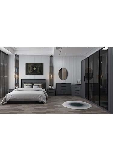 Kale Luxe Yatak Odası Takımı - Antrasit Set 2