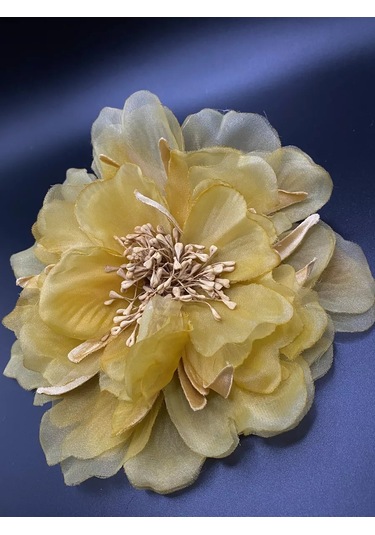 Amely Rid Kumaştan Büyük Çiçek Fiyonk Broş Tokalı 256858408 Hardal Rengi