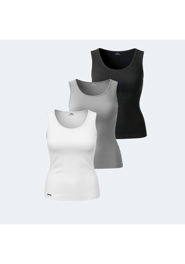 Slazenger VATIK 3 lü Set Kadın  Beyaz - Gri - Siyah Atlet