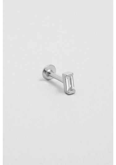 Baget Işıltısı 18 Ayar Beyaz Altın Kaplama Gümüş Tragus-helix Piercing Beyaz