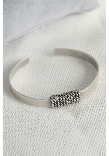 Ezoconcept Otantik Gümüş Renk Zincir İşleme Plaka Model Erkek Bileklik Çok Renkli