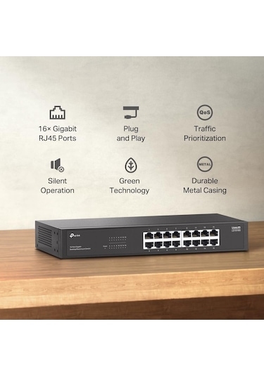 Tp-link Ls1016g 16-port Gigabit Portlu, Metal Kasalı, Qos Özelli