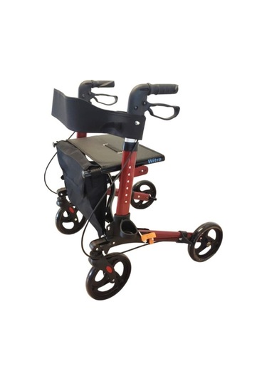 Ithal Lüks Frenli Yürüteç Aluminyum Tekerlekli Rolatör Kırmızı