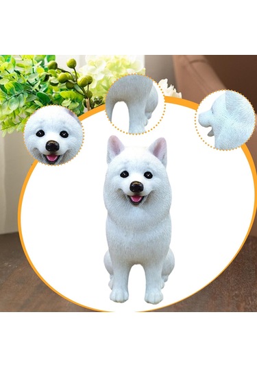 Suntek Samoyed Figür Araba Dekorasyonu Köpek Heykeli Masa Yatak 5cmx6,5cmx10,5cm