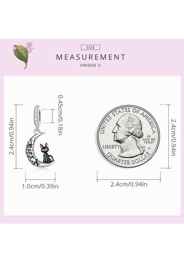 Fastbuy S925 Ayar Gümüş Ay Siyah Kedi Kolye Dıy Bilezik Çok Renkli Aksesuarlar Çok Renkli