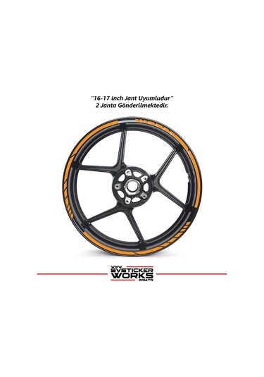 Motosiklet Jant Şeridi Jant Sticker Dekor Model Parçalı Desen Sticker Set Turuncu