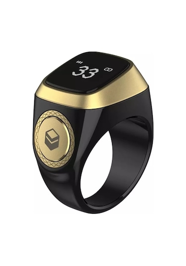 Ezan Okuyan Dijital Yüzük Tesbih Zikirmatik  - Siyah