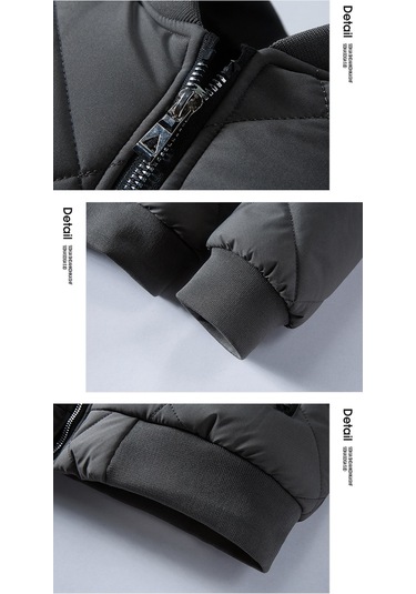 Erkek Beyzbol Yaka Kışlık Pamuklu Ceket Gri