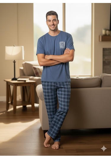 Erkek Kısa Kol Yazlık Pijama Takım Çok Renkli