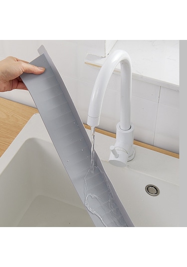 Cbtx Silikon Mutfak Lavabo Sıçrama Koruması Tezgah Su Engelleme Splashback Açık Gri