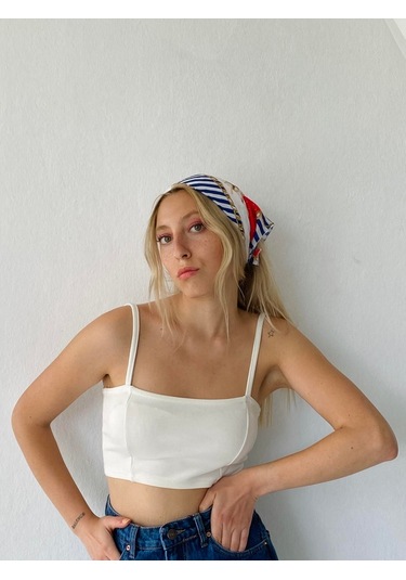 Retrobird Crop Üst Kadın Ekru