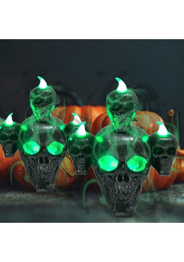 Singree Altın Halloween Dekorasyon Led Işıklı Sandalye Kokulu Dumanlı Kelle Süsü 3 Ag13 Pil + 3 Sandalye + Pinzet Dahil