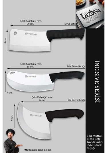İncisive Serisi Mutfak Bıçak Seti Pizza Börek Kıyma Bıçağı Mft857