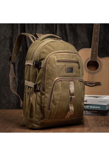 Ganzhoushop Yürüyüş Vintage Ve Tuval Sırt Sırt Seyahat Öğrenciler Litrelik Kapasiteli Kamp Kadınlar Kadın İçin İçin Günlük Green Genişletilebilir El Çantası Çantası Çantası Çantaları Çantalar Army Pp Çok Renkli