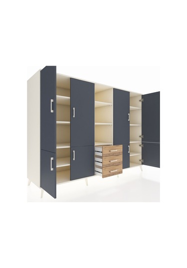 Kronos Dolap 11 Raflı 3 Çekmeceli 8 Kapaklı 220x59x163 Aytaşı-ant Aytaşı-antrasit/çam