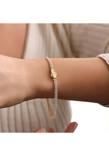 Sembol Gold Su Yolu Bileklik İki Sıra İtaly Kilit Renkli Çok Renkli