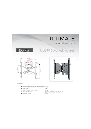Ultımate Rx 75 15" 37" Tv Monitör Sabit Askı Aparatı