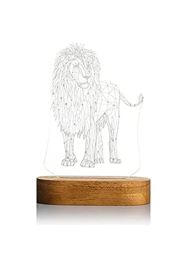 Geometrik Aslan Tasarımlı 3d Led Gece Lambası .