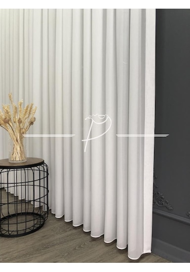 Tül Perde Lüx Krep Tül Ultra Dökümlü Kırık Beyaz